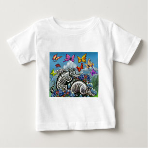 T-shirt Pour Bébé Armadillos Bluebonnets Papillons Fleurs sauvages