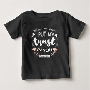 T-shirt Pour Bébé Art chrétien floral foncé - Psaume 56:3