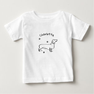 T-shirt Pour Bébé Art Dachshund Minimaliste - Votre texte, votre sty