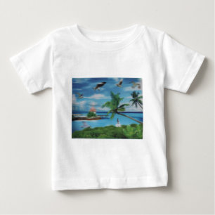 T-shirt Pour Bébé Art de la scène de plage tropicale