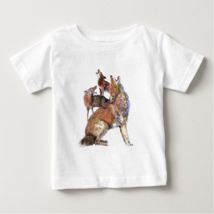 T-shirt Pour Bébé Art de nature animale de coyotes d'hurlement