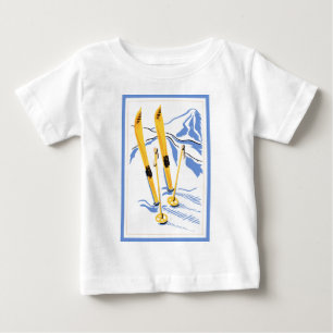 T-shirt Pour Bébé Art vintage de ski