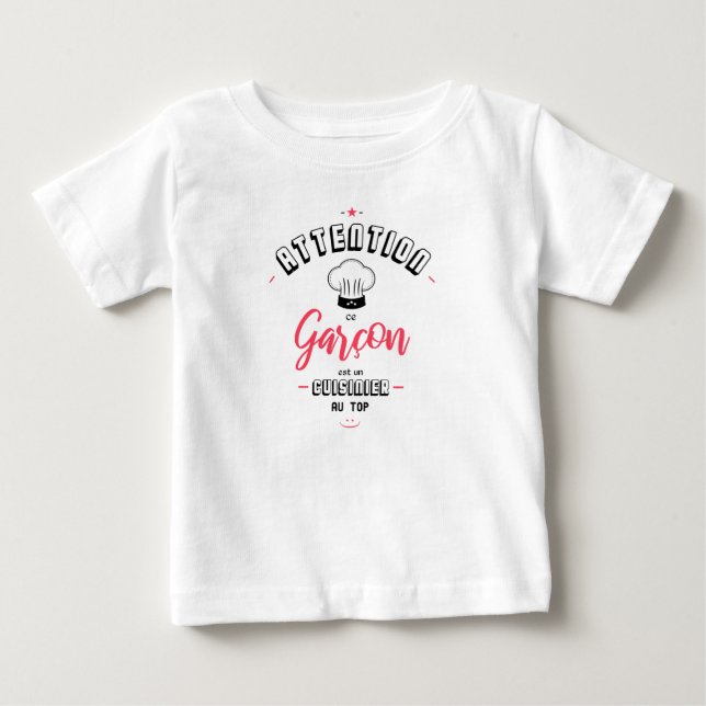 T-shirt Pour Bébé Attention cuisinier au top (Devant)