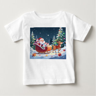 T-shirt Pour Bébé Aventure de Noël en traîneau de Père Noël