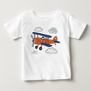 T-shirt Pour Bébé Aventure en biplan de dessin animé vintage