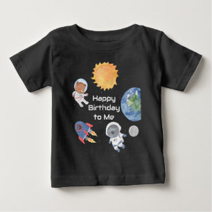 T-shirt Pour Bébé Aventure spatiale : Planètes et Animaux Astronaute