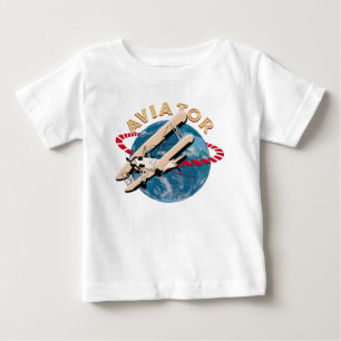 T-shirt Pour Bébé Aviateur voyageant dans le monde