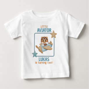 T-shirt Pour Bébé Baby Bear Petit Aviateur Garçon Anniversaire Blanc