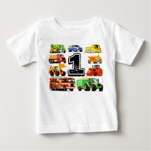 T-shirt Pour Bébé Baby Boy Big Trucks 1er anniversaire