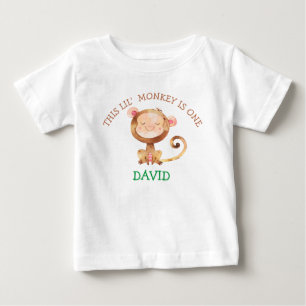 T-shirt Pour Bébé Baby Boy Monkey Premier Anniversaire Petit Singe