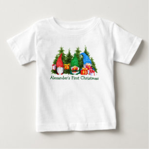 T-shirt Pour Bébé Baby First Noël Gnomes Arbres