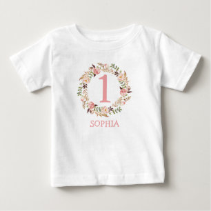 T-shirt Pour Bébé Baby Girl 1er anniversaire tenue florale
