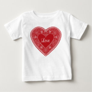 T-shirt Pour Bébé Baby Love Coeur de dentelle Vintage