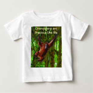 T-shirt Pour Bébé Baby Orangutan & Rainforest Primate Art Cadeau