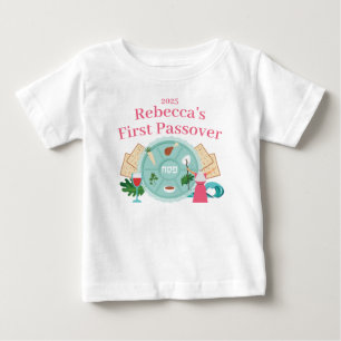 T-shirt Pour Bébé Babys 1ère Pâque Rose Personnalisé Nom de la fille
