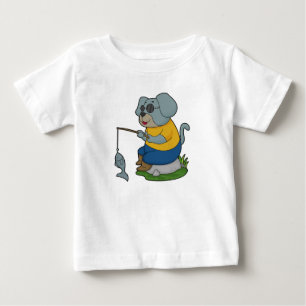 T-shirt Pour Bébé Baguette de pêche du chien