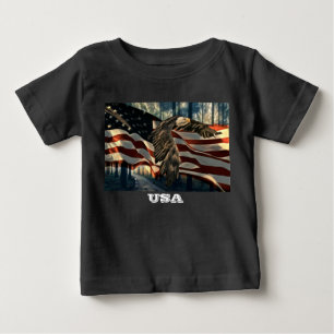 T-shirt Pour Bébé Bald Eagle Drapeau américain Country Road