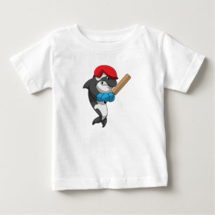 T-shirt Pour Bébé Baleine tueuse au cricket avec chauve-souris de cr