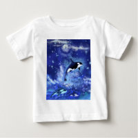 Baleines tueuses en Pleine lune - Dessin artistiqu