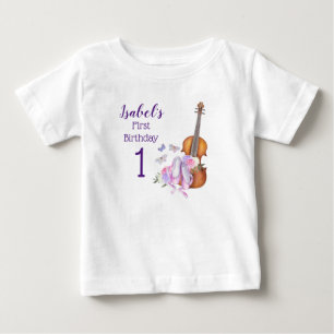 T-shirt Pour Bébé Ballet violon et papillons pour le premier anniver