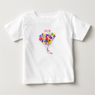 T-shirt Pour Bébé BALLON 1er anniversaire Personnalisé un peint rose