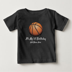 T-shirt Pour Bébé Ballon de basketball personnalisé Premier annivers