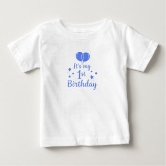 T-shirt Pour Bébé Ballons Bleus 1er Anniversaire