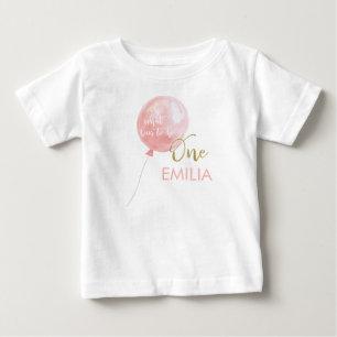 T-shirt Pour Bébé Balloon rose Parties scintillant or un 1er anniver