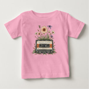T-shirt Pour Bébé Bande Cassette Vintage Fleurs Sauvages Cottagecore