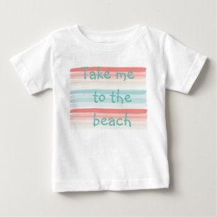 T-shirt Pour Bébé Bandes estivales en corail et turquoise