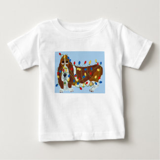 T-shirt Pour Bébé Basset Hound Tangled In Christmas Lights