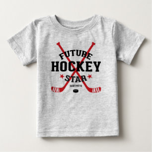 T-shirt Pour Bébé Bâtons de rouge d'étoile d'hockey de bébé d'hockey