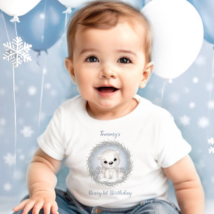 T-shirt Pour Bébé Beary d'hiver 1er anniversaire mignon Ours polaire