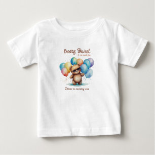 T-shirt Pour Bébé Beary Sweet Teddy ours portant lunettes et ballon
