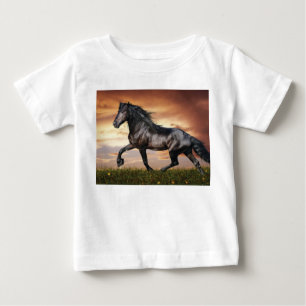 T-shirt Pour Bébé Beau Cheval Noir