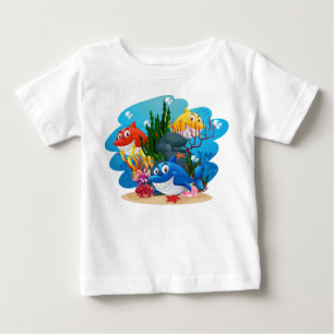 T-shirt Pour Bébé Beaucoup de requins sous-marins Cartoon-23986