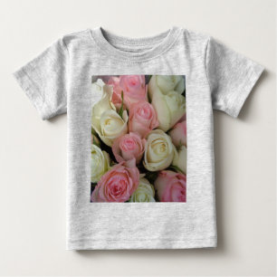T-shirt Pour Bébé Beautiful Pink White Roses Flower Bouquet