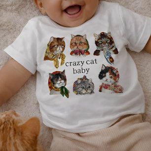 T-shirt Pour Bébé Bébé Chat Fou Mignon – Nourrisson Amateur de Chat