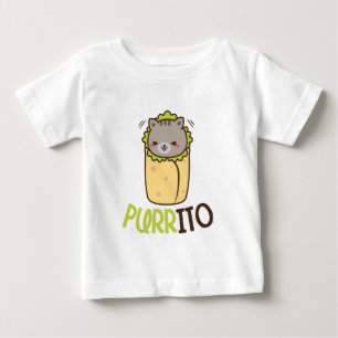 T-shirt Pour Bébé Bébé drôle d'art de mot de burrito de chat de