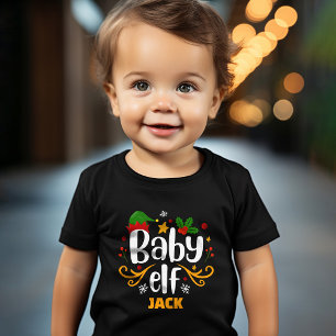 T-shirt Pour Bébé Bébé Elfe Typographie Amusement Famille Tenue Asso