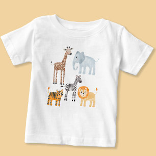 T-shirt Pour Bébé Bébé mignon aquarelle d'animaux de safari