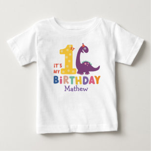 T-shirt Pour Bébé Bébé mignon Dinosaure C'est mon 1er anniversaire