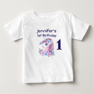 T-shirt Pour Bébé Bébé mignon licorne avec les yeux grands Anniversa