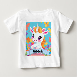 T-shirt Pour Bébé Bébé mignon Unicorn Butterfly Nom personnalisé
