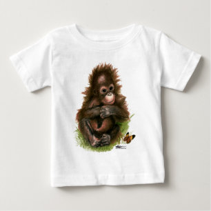 T-shirt Pour Bébé Bébé orang-outan et papillon