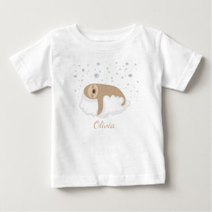 T-shirt Pour Bébé Bébé paresseux mignon dormant sur un nuage Personn