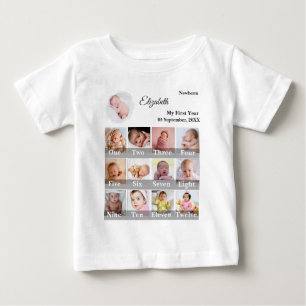 T-shirt Pour Bébé Bébé première année 12 mois photo collage étapes i