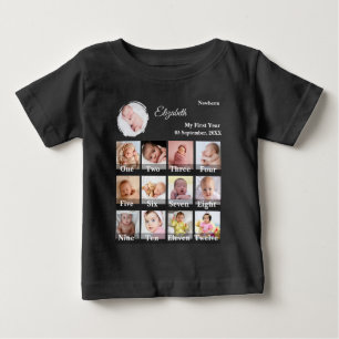 T-shirt Pour Bébé Bébé première année 12 mois photo collage Jalons