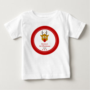 T-shirt Pour Bébé Bébés rouges de rennes mignons Premier Noël