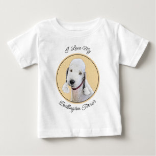 T-shirt Pour Bébé Bedlington Terrier Peinture - Art Chien original